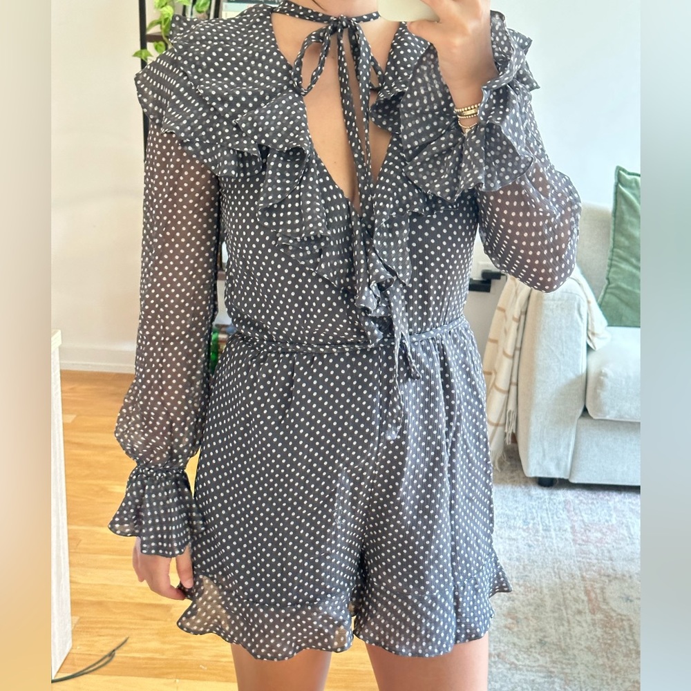 Zimmermann Ruffled Polka Dot Romper